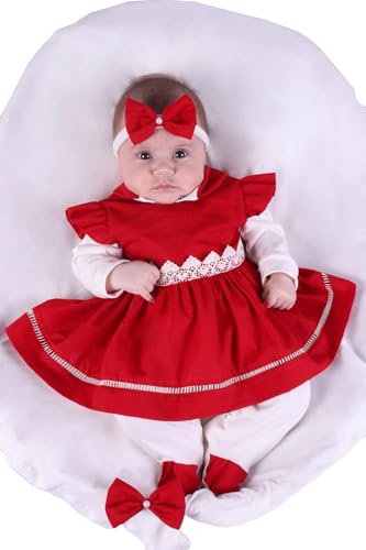 Saída Maternidade Menina Alice com Renda Vermelho 04 peças