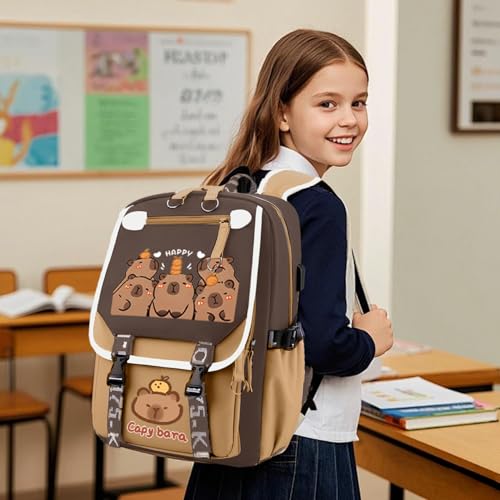 Mochila Capybara escolar de nylon para evitar espalda sudada 3