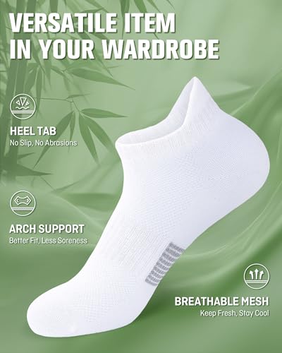Image of Niorasen Ankle Socks for Women, 6 Pairs Breathable Bamboo Viscose Low Cut Thin Socks,Moisture Wicking Casual Sports Running