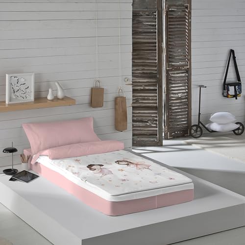 Saco Nórdico Infantil Estampado - Algodón Natural - Sin Relleno, Cama 90 - Incluye Sábana Bajera unida con Cremallera + Funda de Almohada - VUALA