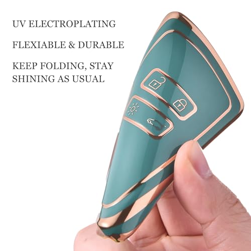 TPU Car Key Cover For,4 Buttons Car Key Fob Protection Cover Compatible with Renault Clio/Kadjar/Megane Key Cover, Smart Key Case Shell Key Holder Keychain Accessories Blue, (QW60)