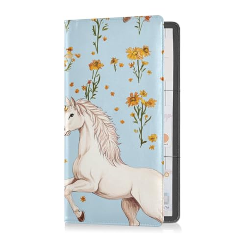 Premium Leather Registration and Insurance Card Holder Men Women Automobile Wallet Case Organizer for Cards, Essential Document Driver License Cartoon Unicorns