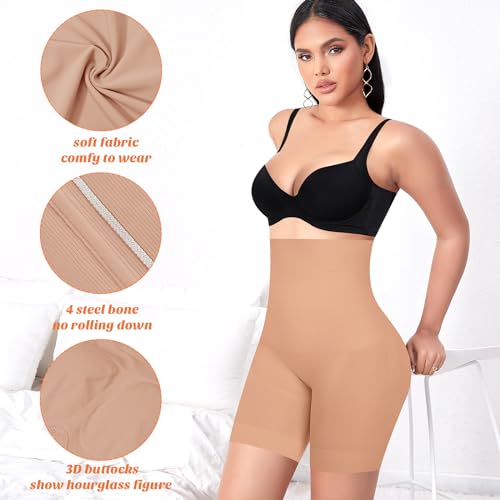 Image of Werena Shapewear Shorts Tummy Control for Women High Waisted Body Shaper Underwear Slimming Slip Shorts Under Dresses