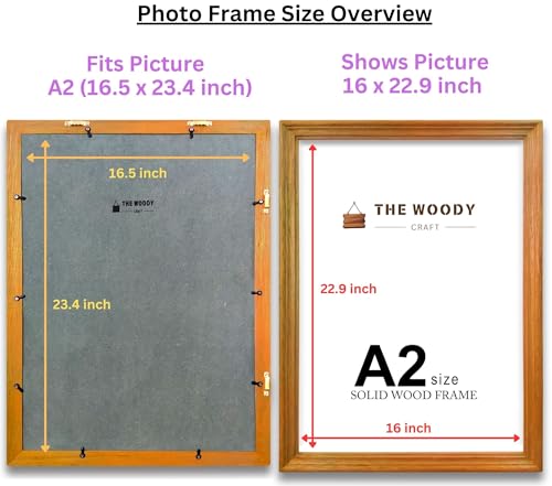 Image of A2 Frame | Frames For Wall Decoration | Photo Frame For Wall Big Size | Orange Wood Frames For Wall | Vibrant For Living Room & Gift (A2, 16.5x23.4 inch, Orange)