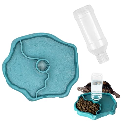 Taicols Schildkröten Wasserschale, Reptilien Wasserspender, Schildkröten Wasserspender mit Flasche, 2 in 1 Reptilien Automatisierte Futterspender, für Schildkröten, Hamster, Eidechse (Blau) Taicols Schildkröten Wasserschale, Reptilien Wasserspender, Schildkröten Wasserspender mit Flasche, 2 in 1 Reptilien Automatisierte Futterspender, für Schildkröten, Hamster, Eidechse (Blau)