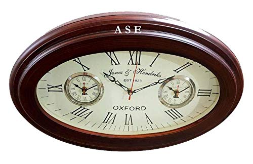 A S ENTERPRISES A S E Store Antique Vintage Style Brass Wooden Wall Clock World Time Clock Wall Decorative Home & Office Wall Decor Gift Item