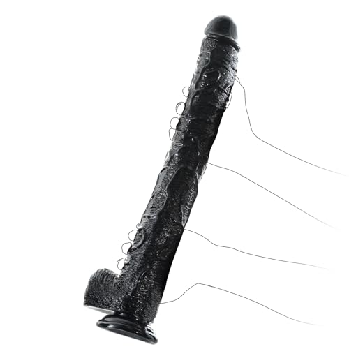 Image of 17.3 Inch Black Extra Long Dildo, Women Realistic Sex Toys, Soft Huge G-Spot Dildos with Strong Suction Cup, XXL Giant Dildos, Large AnalDildo Stimulator with Balls for Women /Men /Couples