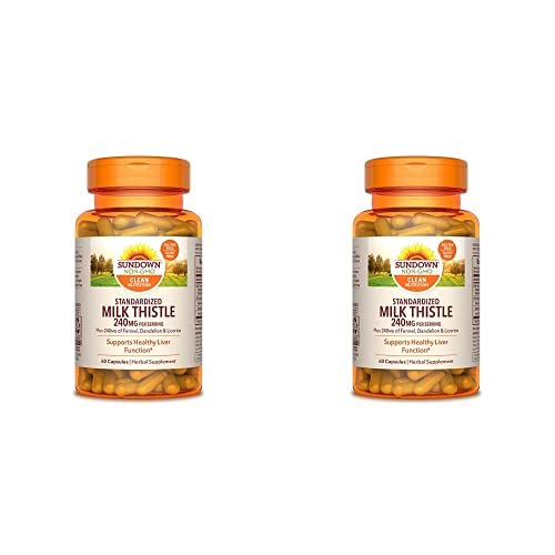 Sundown Milk Thistle, Supports Healthy Liver Function, 80% Silymarin, Non-Gmo, Free Of Gluten, Dairy, Artificial Flavors, 240 Mg, 60 Capsules (Pack Of 2) #TOP13