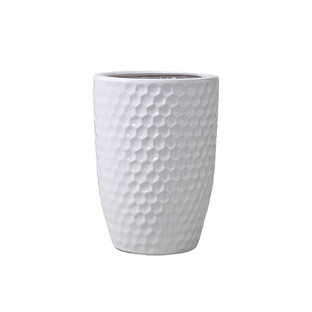 Sda287mz One Color White Ceramic Flowerpot Nordic Household Simple Large Floor Basin Personalized Texture Decoration Ornament Multifunction(Large)