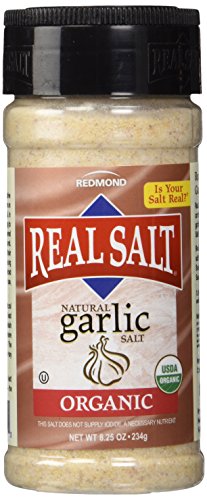 REDMONDReal Sea Salt - Natural Unrefined Organic Gluten Free, Garlic Salt 8.25 OunceUSDA Organic