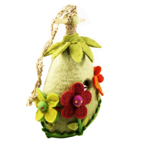 Dzi Handmade Designs Dzi484016 Friendly Flower Felt Birdhouse, White And Red #TOP1