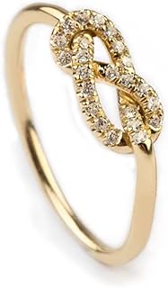 Elegant jewel box DUTY-FREE Women Diamond knot ring in solid Gold 9k, 14k, & 18k, Love knot ring, Diamonds Gold nautical knot ring, Black diamond knot ring promise ring,-RN 325