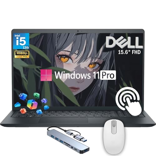 Image of Dell Inspiron 15 FHD Touchscreen Laptop, 13th Intel 10-Core i5-1334U, 8GB RAM, 1TB SSD, Windows 11 Pro, Copilot AI, 8-in-1 HUB & Mouse, 15.6 inch Business & Student Laptop Computer, Carbon Black