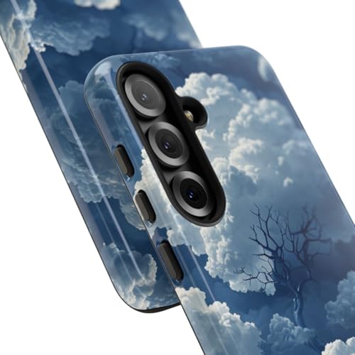 Coque Samsung S25 Plus motif nuage arbre 3D bleu rigide