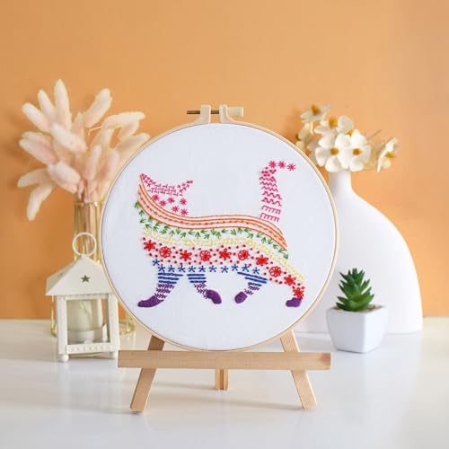 Image of Louise Maelys Cute Cat Embroidery Kit for Beginners Creative Set | Complete Set with Cross Stitch Kits for Adults to Explore DIY Crafts. Needlepoint Kit for Handmade Gifts and Creative Hobbies