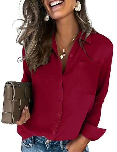 HOTOUCH Blouse for Women Dressy Casual Collar Button Down Shirts