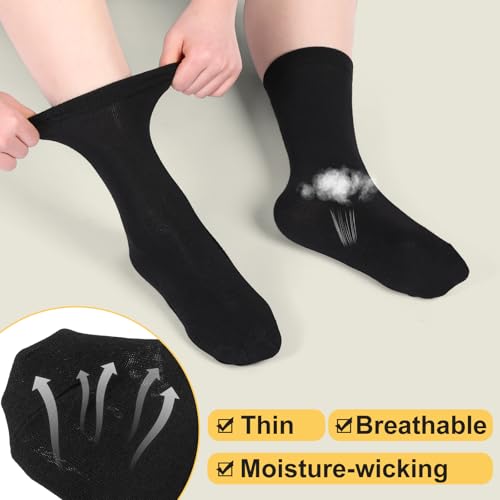 Twistover 6 Pairs Linen Socks Men Thin Breathable Linen Natural Moisture-wicking Crew Socks for Men Women(6-9 Size,Multicolor)