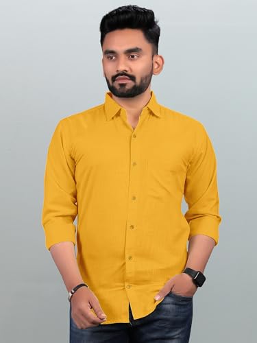 Image of Men Regular Fit Solid Spread Collar Casual Shirt