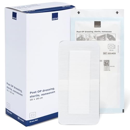 ABENA Medicazione sterile per ferite, 10x20 cm | Confezione da 40 pezzi | Adatte per tagli e ferite | Assorbente | Bianca | Adatto per pelli sensibili