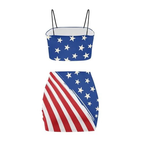 Image of 2025 Sexy Spaghetti Strap Crop Tops and Bodycon Skirt Casual 2 Piece Set S-4XL