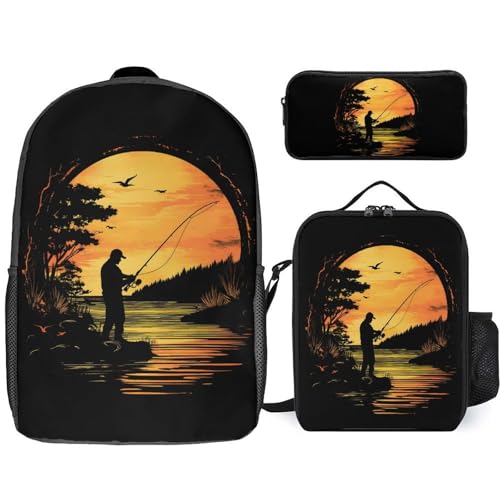 Fish Fishing Lover Large Travel Backpacks Carry on Backpack Weekender Bag with 2 Storage Pockets for Men And Women