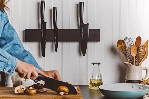 Schmidt Brothers - Black 18" Magnetic Knife Wall Bar, Universal Cutlery Storage Fits 8 - 10 Knives #TOP5