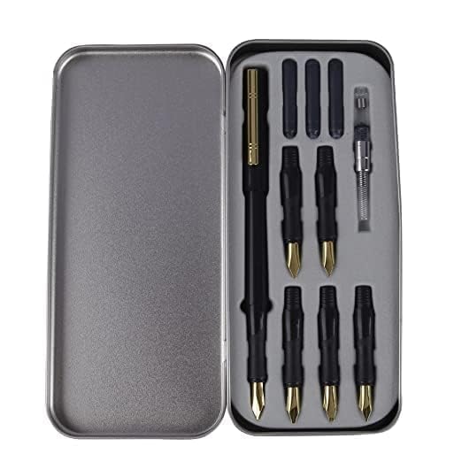 QALAM KAARI Calligraphy Pen Set 6 Nib Kit with 3 Ink Cartridges, Premium Fountain Pen for Beginners & Professionals, Perfect for Hand Lettering, Writing & Art, Includes Converter