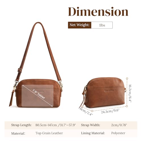 S-ZONE Genuine Leather Crossbody Bags for Women Small Leather Purses Vintage Crossbody Handbag Designer Shoulder Bag4
