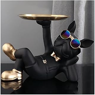 GRWGLE French Bulldog Sculpture Statue Desktop Decoration (Casual Bulldog Black)