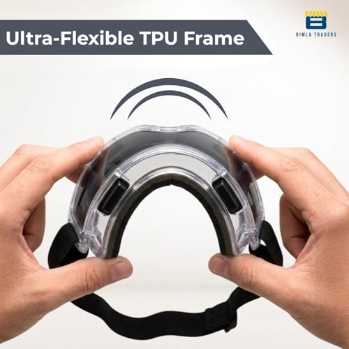 Image of Premium Adult Motocross Dirt Bike Racing, Cycling Goggles - Transparent Lens, Adjustable Strap with Extra Back Padding for Comfort
