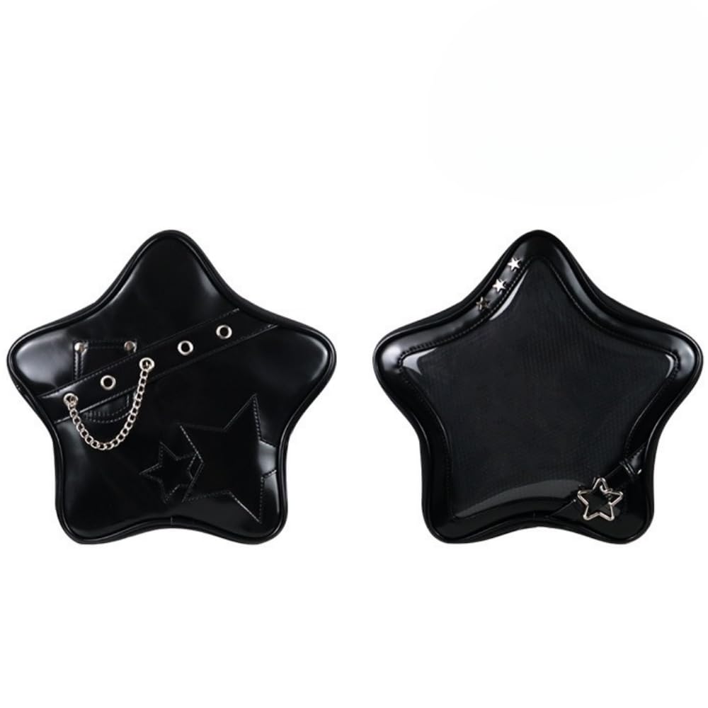 Vobomo Kawaii Ita Bag Backpack Star Pins Display Crossbody Bag with Insert Y2k Aesthetic Cute Handbag for Anime Comic Con (Black)