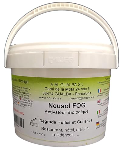 Neusol F.O.G. Activateur biologique Enzymes Dégrade huiles graisses dans tuyaux de descente et les réservoirs de séparation des graisses Cuisine professionnelle: restaurants hôtels (fog, 450, gr)