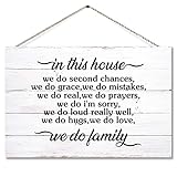 In This House We Do Second Chances Wooden Sign Rustic Wood Plaque Inspiration Quote Wall Art Farmhouse Decor Wood Sign For Wedding Vintage Handmade Gifts For Wall Art Door Hanger Sign Bathroom 8X12 Inch