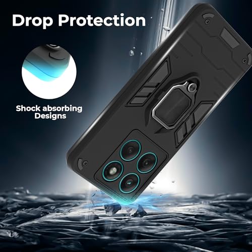 Image of A rtistque Armor Bumper Back Case Cover for Motorola Edge 60 Fusion 5G | | Edge 60 Fusion 5G | Stylish Ring Holder & Stand | Shockproof TPU | 360 Degree | Moto Edge 60 Fusion 5g Back Cover - Black