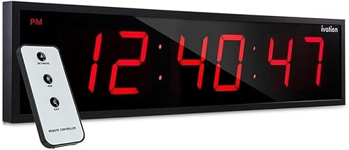 Vista 27 de Ivation Reloj de pared digital grande de gran tamaño – Reloj digital LED grande con pantalla grande, estante o montaje en pared