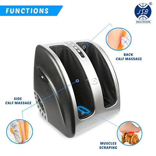 Image of JSB HF72 Leg and Foot Massager Machine for Calf Pain Relief (Silver-Black)