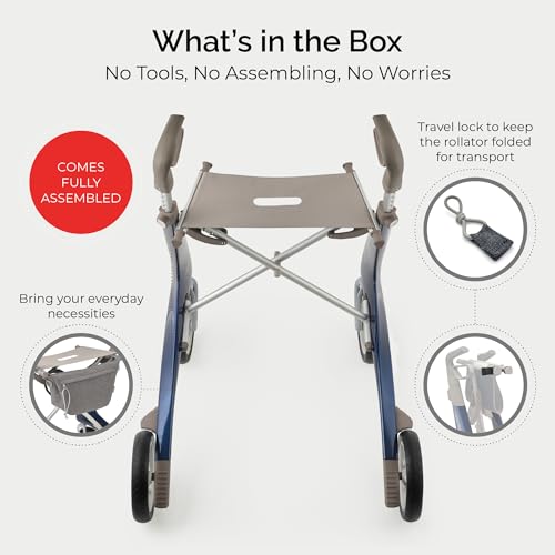 Image of byACRE Carbon Ultralight Rollator Walker, 10.6 lbs, Royal Blue, Regular