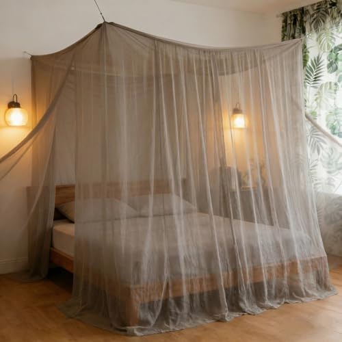 Amradield Pure Silver Coated Mesh EMF Protection Mosquito Netting Square 86.6" x 86.6" x 86.6" Silver Fiber EMF Protection EMF Shielding Neting Canopy Blocks RF & WiFi, Bed Net for Health Protection