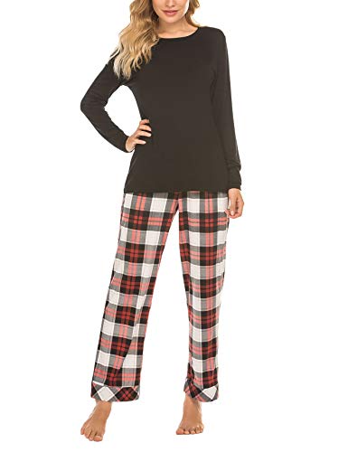 Ekouaer Women Pajamas Set Sexy Long Sleeve Sleepwear with Long Pants Soft Nightwear Pj Sets S-XXL