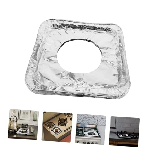 BUGUUYO 10 Stück Einweg Aluminium Herdabdeckungen 9X9 Zoll Gasherd Schutzplatten Mit Ölresistenter Oberfläche Für Einfache Reinigung Und Schutz Von Gasbrennern