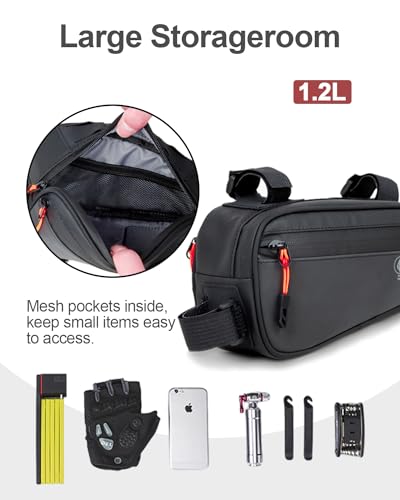 Danuosie Bike Frame Bag, Water-Resistant Bicycle Triangle Bag With Two Side Pockets, Top Tube Storage Pouch For Mountain Road Bike Trip thumb #4