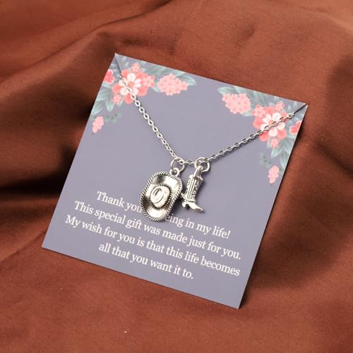 Gzrlyf Cowboy Hat Necklace Cowgirl Boot Necklace Cowgirl Country Necklace Cowgirl Gift Western Bridesmaid Necklace4