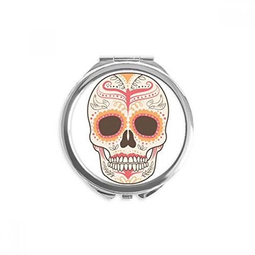 Espejo de mano portátil de gran nitidez con estampado de calavera y pájaro