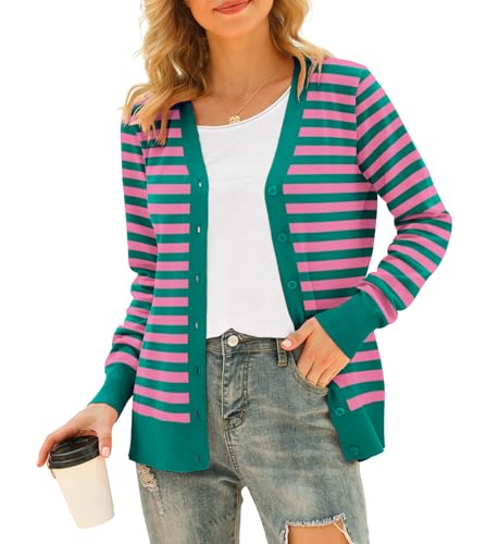 Image of VIISHOW Women Long Sleeve Button Down V Neck Lightweight Basic Knit Sweater Cardigan