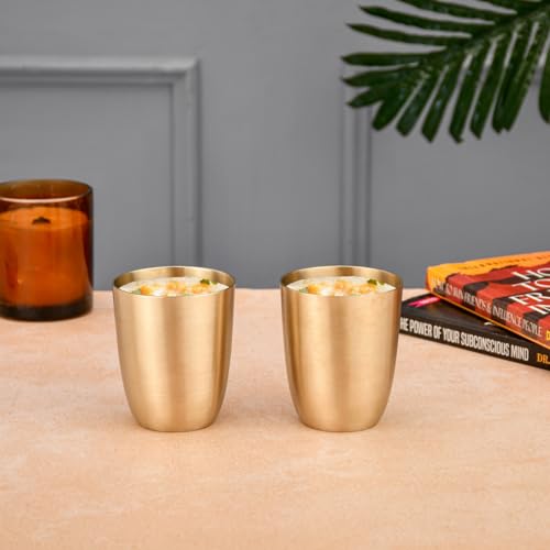 Image of THE HEALING STORE Bronze Kansa Glass, 200 ml Capacity, Gold, Medium Size (Glass 6)