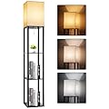 RUNTOP 3-Shelf Floor Lamp with LED Bulbs - Modern Standing Display Shelf Lamp for Living Room, Bedroom and Office (Black)
