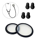 Stethoscope Spare Parts Kit – Includes Eartips, Adult & Pediatric Diaphragms, Non-Chill Bell Sleeve, 4Pcs Super Soft Earbud Eartips Earpieces Replacement for Littmann Stethoscope Silicone Black.