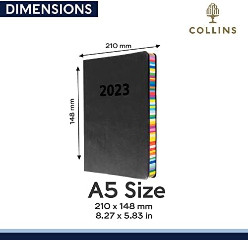 Collins Edge Rainbow A5 Week to View 2023 Diary - Charcoal (ED153.U96-23) - Complete Planner, Agenda and Journal