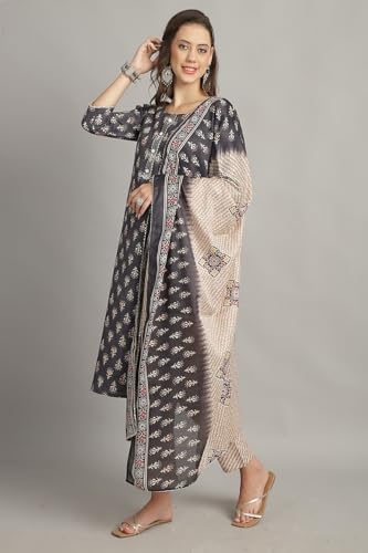 Image of Rajnandini Women's Cotton Foil Print Kurta Set with Dupatta (JOPLST230-31-38-P)