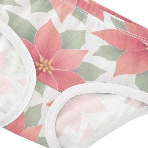 Girls' Stretchy Triangle Panties Breathable Toddler Underwear for Kid Poinsettias in Sizes 2T,3T, 4T, 5T, 6Y and 8Y4